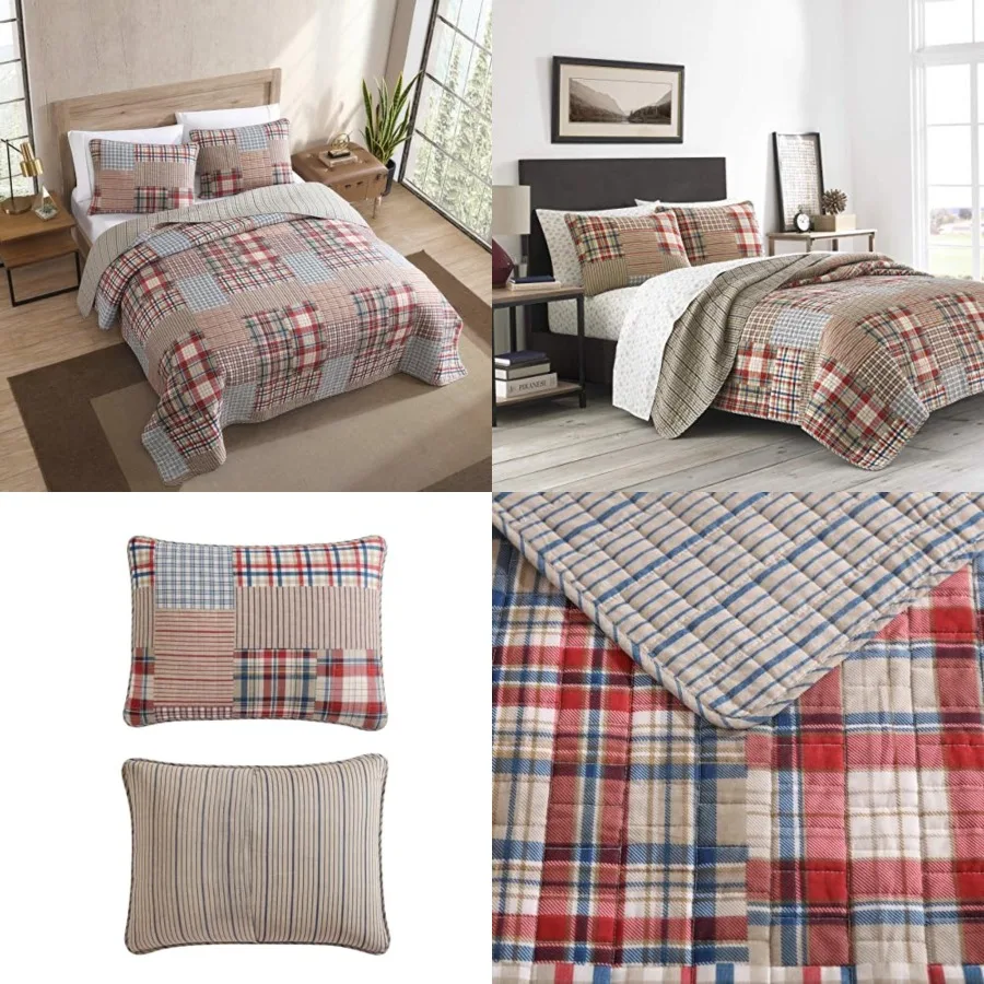 

Quilt Set, Reversible Cotton Bedding with Matching Shams, Luxurious Bedding Set