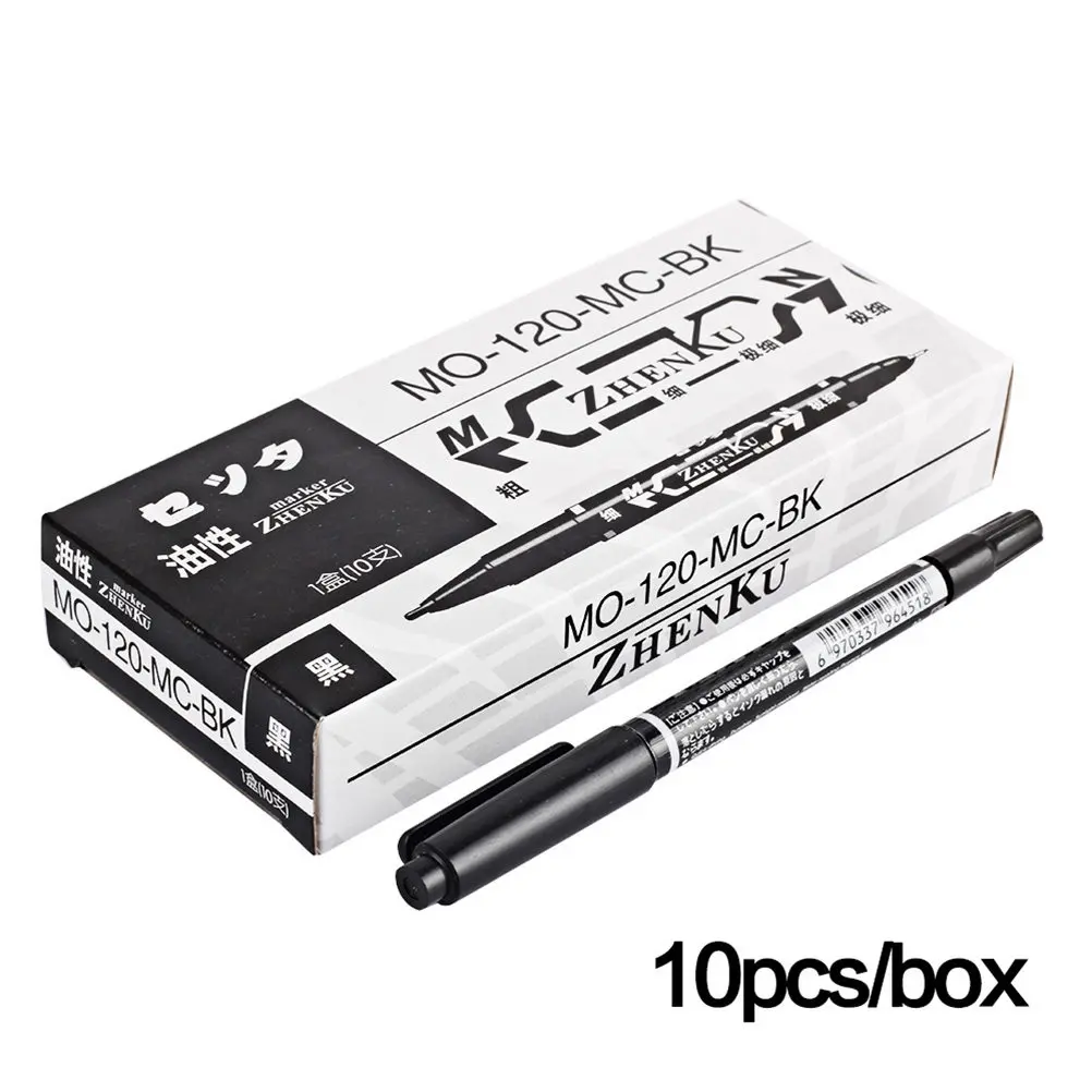 

Набор из 10 черных маркеров с двойным наконечником, долговечные, на масляной основе, для татуировок, рисования и разметки, стальной наконечник