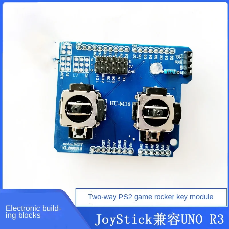 Blok bangunan elektronik Dual PS2 tombol Joystick Game modul JoyStick untuk Arduino UNO lengan robot kompatibel dengan Ps2 pegangan