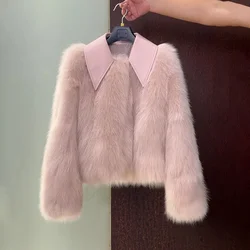 Capelli della pelle un corpo temperamento coreano autunno e inverno nuova giacca da donna moda pelliccia sottile 2023 piccola fragranza cappotto corto donna