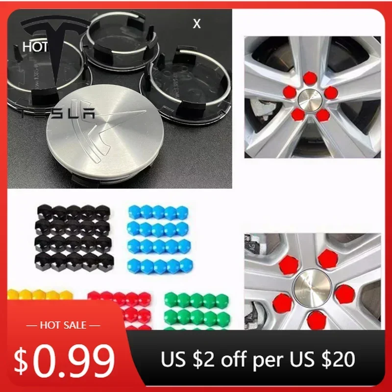 

Car Sticker Tesla 56mm Car Wheel Center Hub Caps Valve Cap Lug Nut Protective Covers for Tesla Model3 Model Y S X 25pcs 29pcs Mo