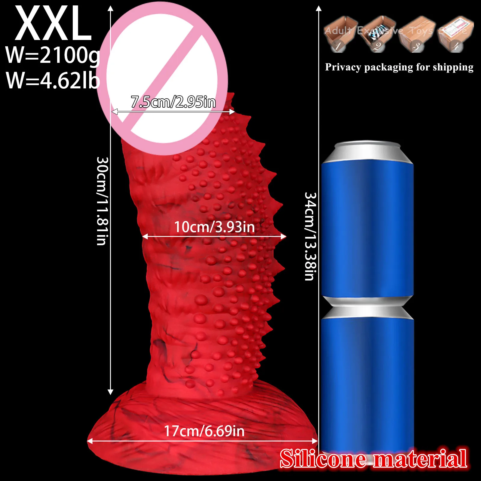 Dildo in silicone rosso con punte e ventosa gioco anale_voghion.com