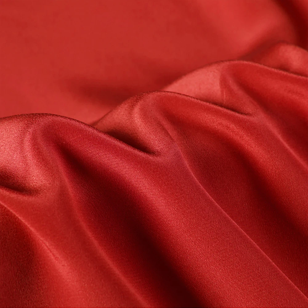 100% Pure Mulberry Silk Crepe 12 momme Width 114cm Natural Soie Fabric Thin Material Scarf/Shirt/Dress Cloth For Sewing Red 57