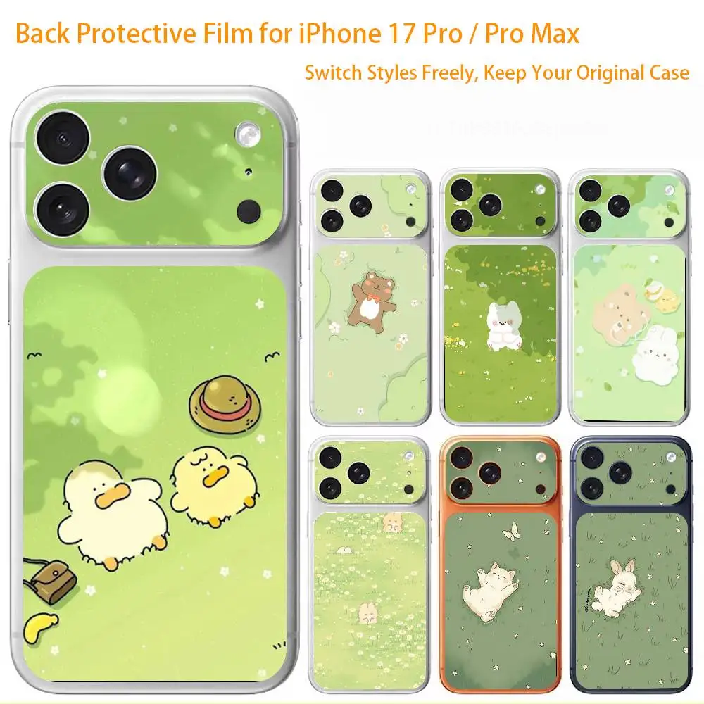 

3D-наклейка на весь корпус с изображением животных на траве для iPhone 17/Pro Max/Air, цветная защитная наклейка на заднюю панель