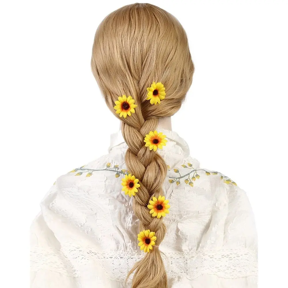 6pcs/set Cloth Simulation Flower Hair Clips Bohemian Style Headwear Sunflower Hairpins Korean Style Hair Accessories