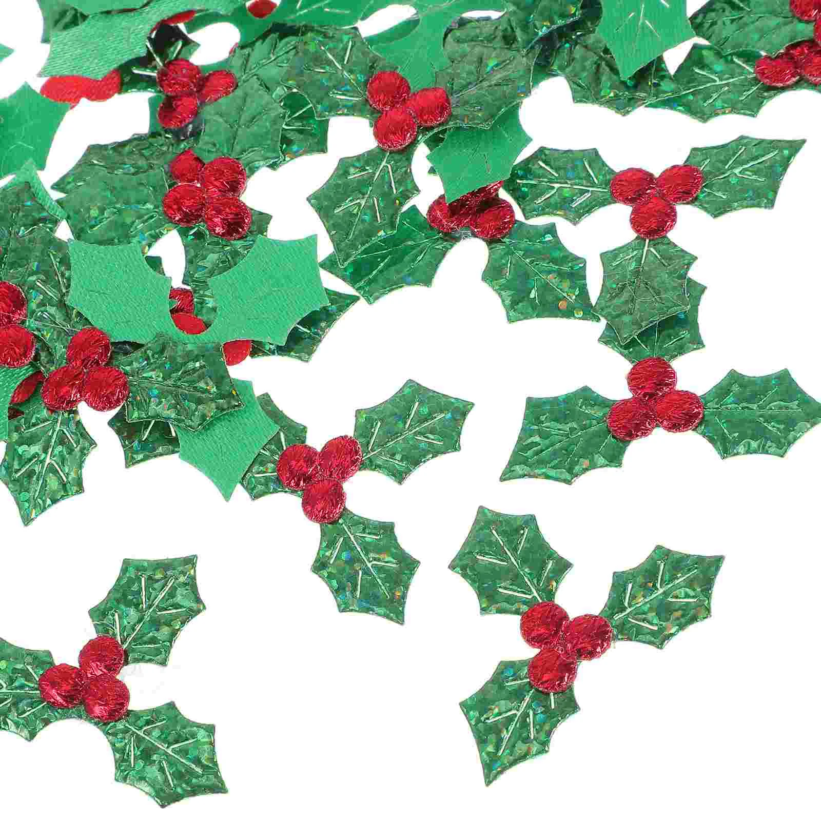 

100 Pcs Christmas Holly Leaf Berries Applique Leaves Appliques Garland Xmas Wreath Decoration DIY Crafts Accessories Supplies