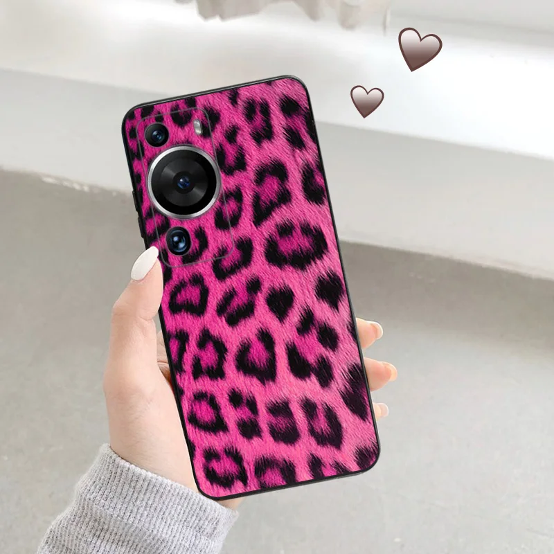 Silicone Black Phone Case for Motorola G200 5G G30 G31 One Fusion Leopard Cow Skin Print Huawei P40 P30 P20 PSmart iphone6 Cover