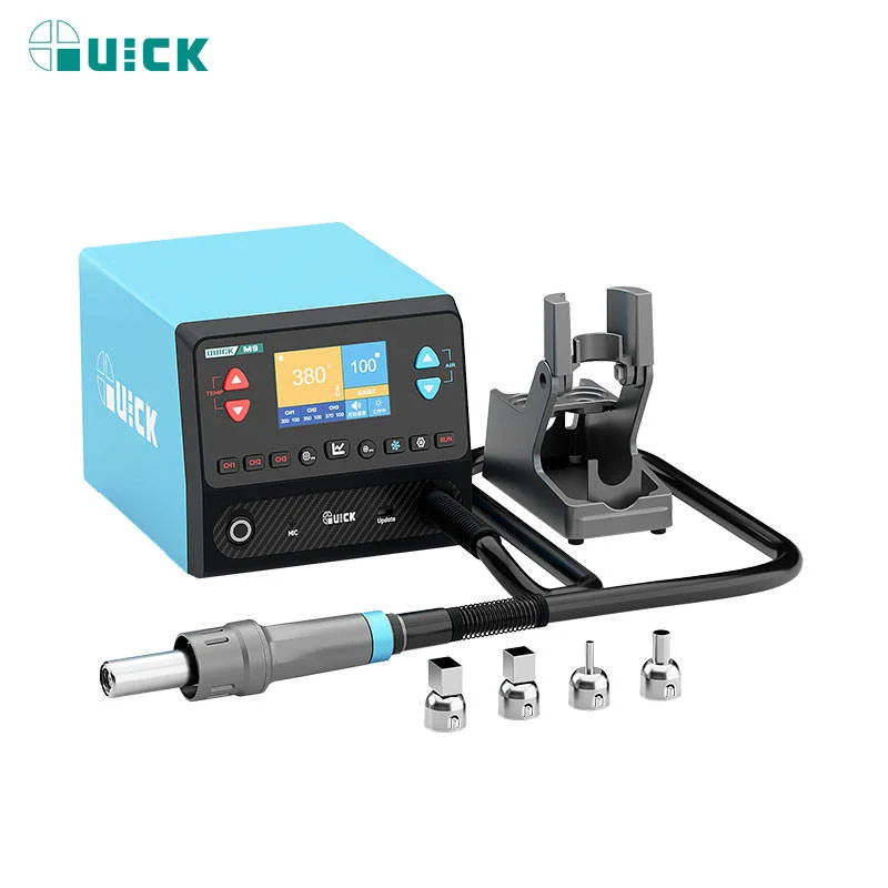 1300W QUICK M9 Hot Air Desoldering Station - AI Voice, 9 Heating Modes & Type-C Screen Mirroring for PCB/SMD Repair