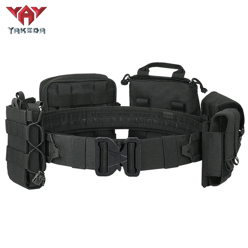 YAKEDA Outdoor Patrol Tactical Belt Multi-functional 8-piece Quick Release Adjustable Hunting and Athletic Tactical Belt