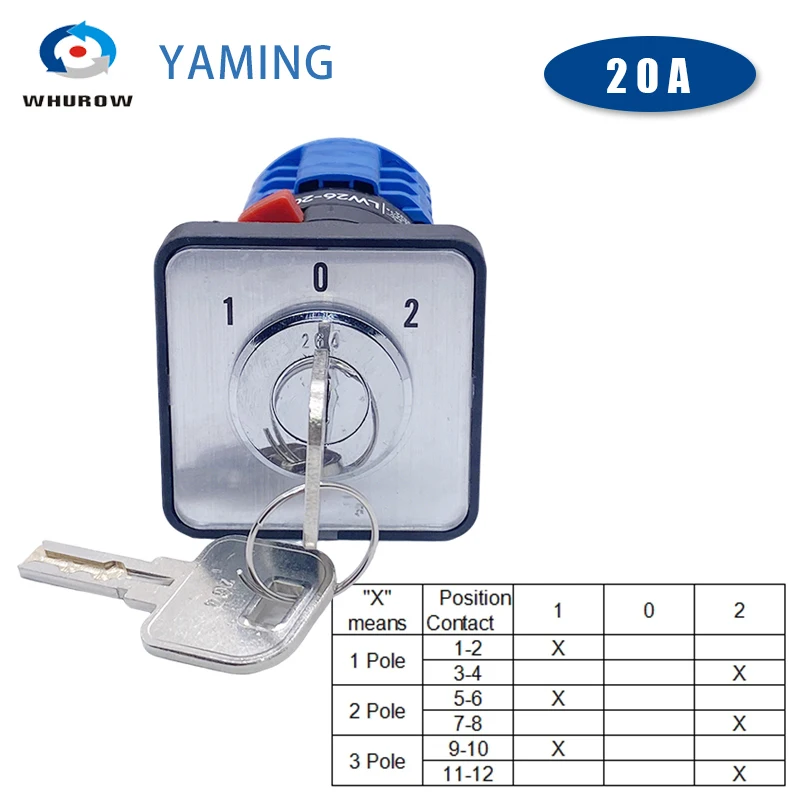 LW26-20YS5/3 تركيب ثقب واحد 22.3 مللي متر مفتاح القفل المزدوج مفتاح الطاقة المحرك العالمي نقل 20A مفتاح كام دوار #2