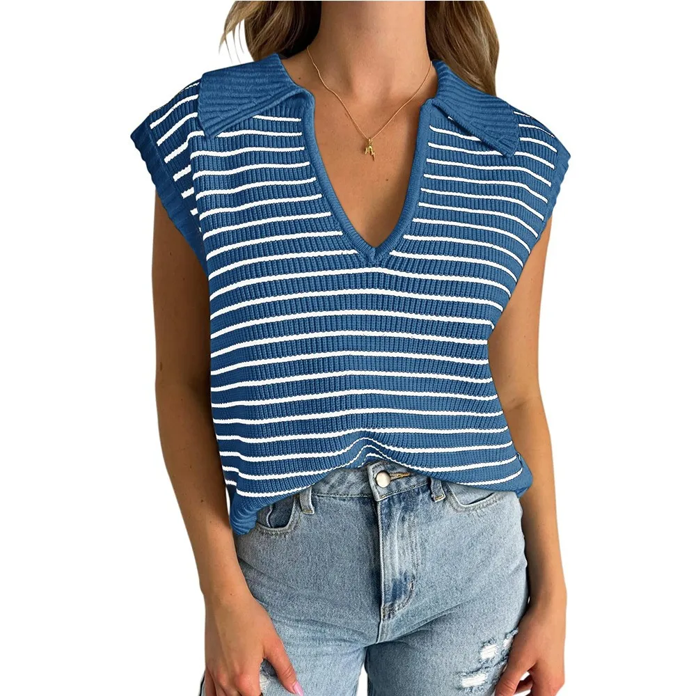 Women's Summer T-shirt Blouse V Neck Short Sleeve Knit Blouses Pink Cropped Raglan Sleeve Top Green French Style Casual Tunic view 5
