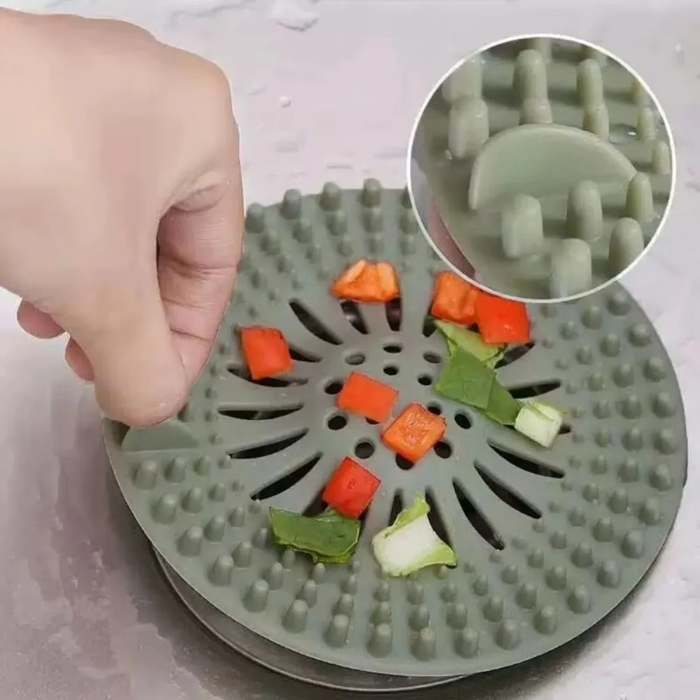 Durable Silicone Hair Catcher Shower Drain Easy Clean Round Floor Drain Cover Anti Clogging Bath Stopper Bathroom Accessory