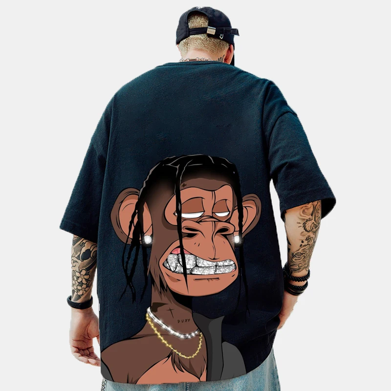 Summer Hip Hop Monkey Graphic T-shirts Men O-Neck Short Sleeve T shirts Men Oversize Cool 3D Print Loose Fit Men's Clothing