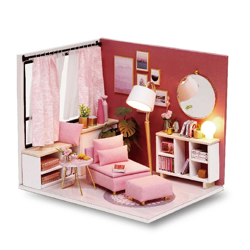 Wooden Miniature Doll House 3D Puzzle Assembly Model Building Model Toys Home Decoration With Furniture Wooden Craft  Dollhouse