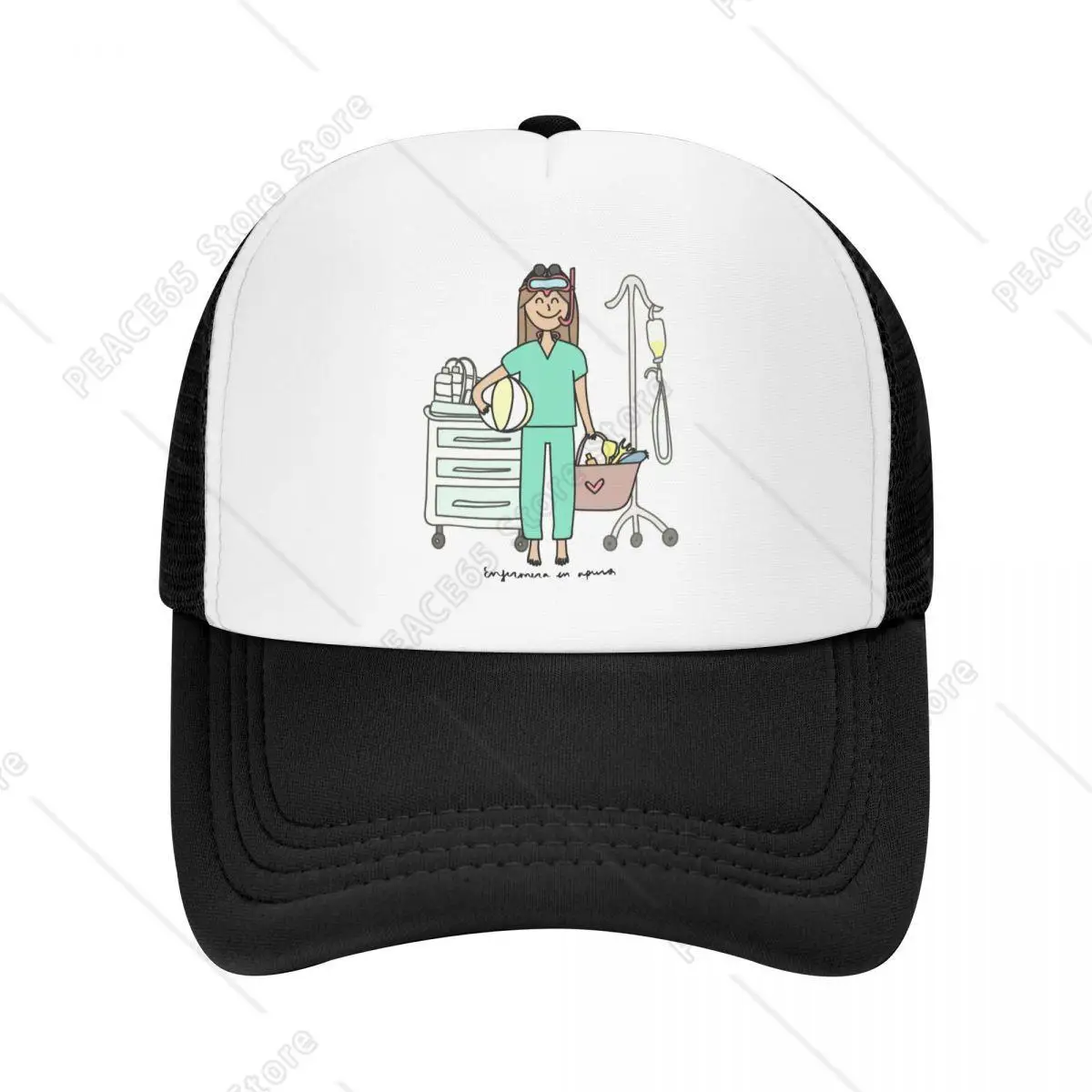 Cartoon Game Nurse Mesh Foam Trucker Hat Fashion Fun Doctor Nurse Summer Breathable Mesh-back Sun Caps Adjustbale