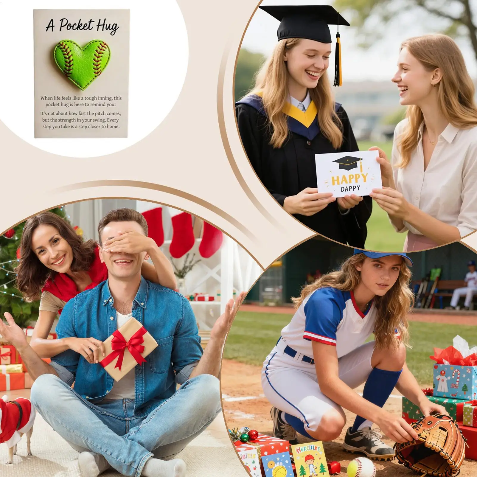 Pocket Softball Carte motivazionali di incoraggiamento di softball a forma di cuore per uomini fidanzati donne collezionisti di Natale amico adulti