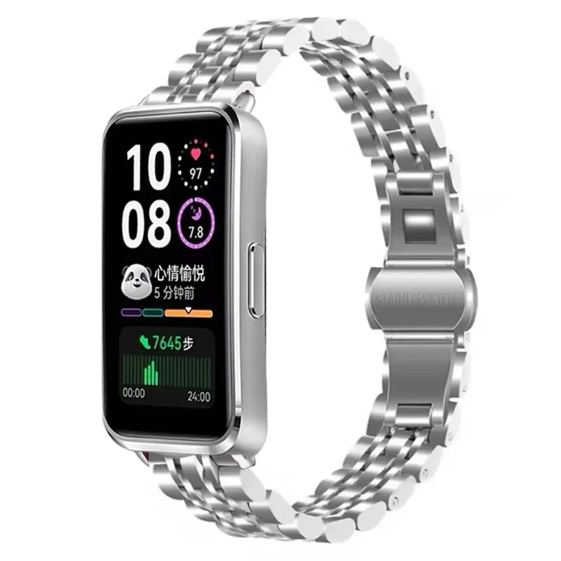 Pulseira de metal para huawei band 10 9 8 smartwatch pulseira substituível de aço inoxidável para huawei band 8/9/10 acessórios
