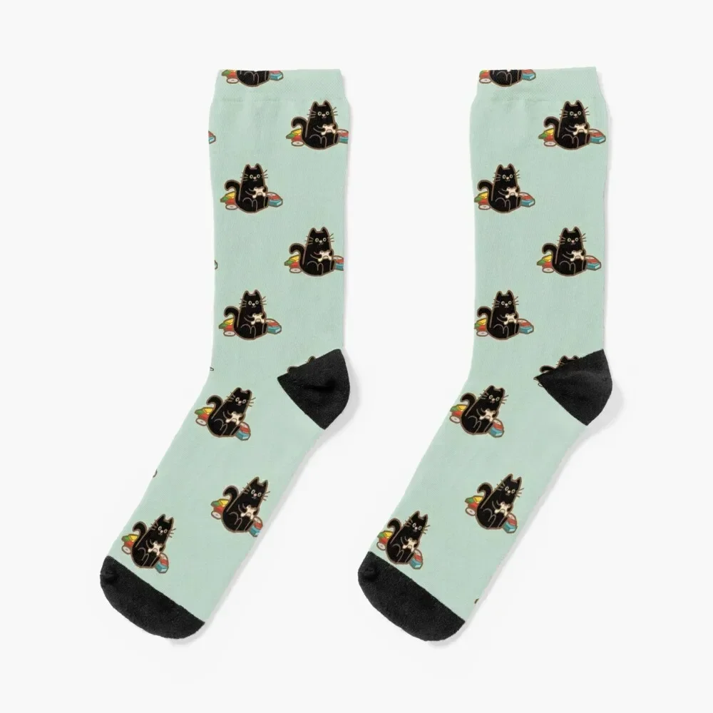 Gamer Cat Socks Christmas Non-slip Run Women's Socks Men's