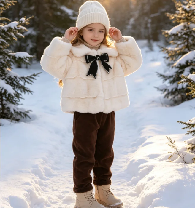 Girls' Coat 2026 Autumn and Winter New Children's Clothes Girls' Baby Fashion Solid Color Warm Imitation Fur Coat