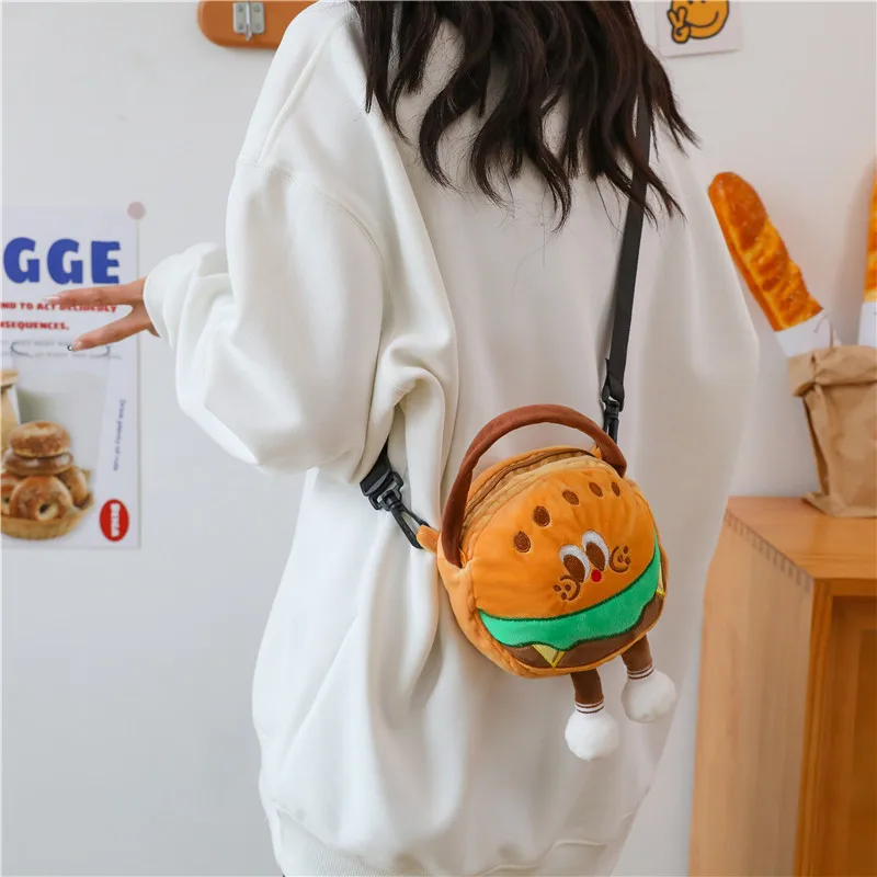 Plush Coke Doll Crossbody Bag Cute Children 2024 Cartoon Hamburger Fries Shoulder Bag Creative Coin Purse Storage Bags