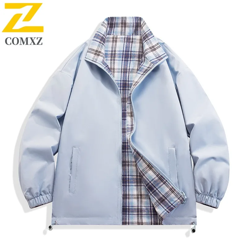 Mens Vintage MA-1 Bomber Jacket Spring Autumn Stand Collar Waterproof Windproof Loose Fit Baseball Coat Military Style Outerwear
