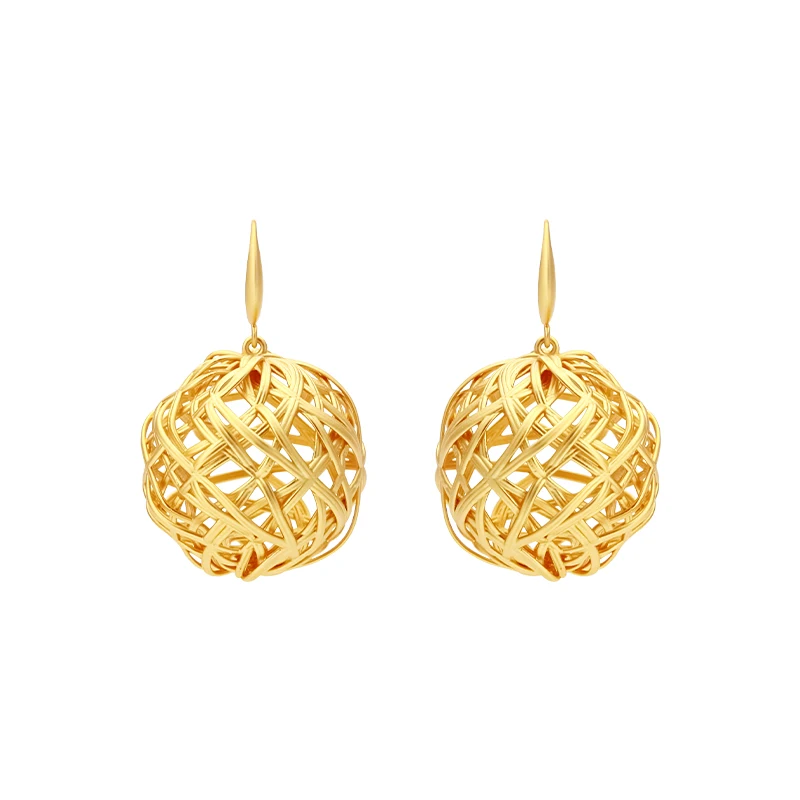 IVOG Hollow Out Irregular Pendant Earrings For Women Gold Color Spherical Earrings Fashion Jewelry Accessories