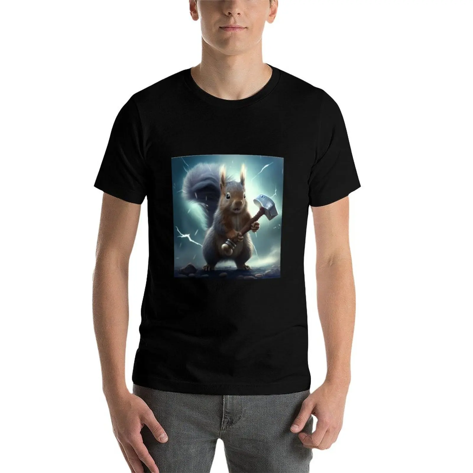 Thor Squirrel T-Shirt Holiday Party T-Shirt for Men view 3