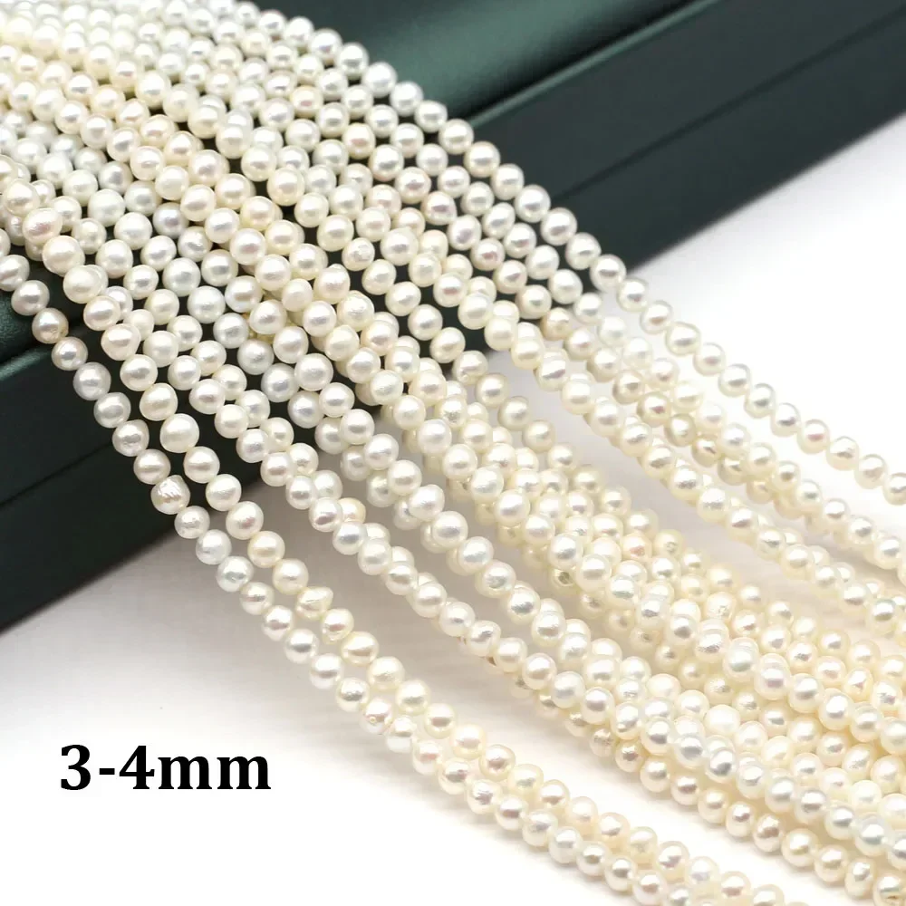 3-4mm AAA Natural Freshwater Pearls White Round Loose Spacer Beads for Jewelry Making Supplies DIY Necklace Bracelet Accessory