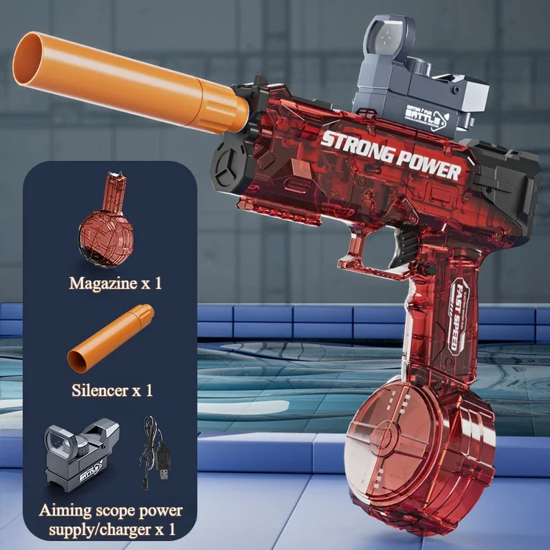 Pistola de agua eléctrica de alta presión, juguetes, pulverización continua completamente automática para piscina de verano, juego de playa, perfecto para parques de atracciones