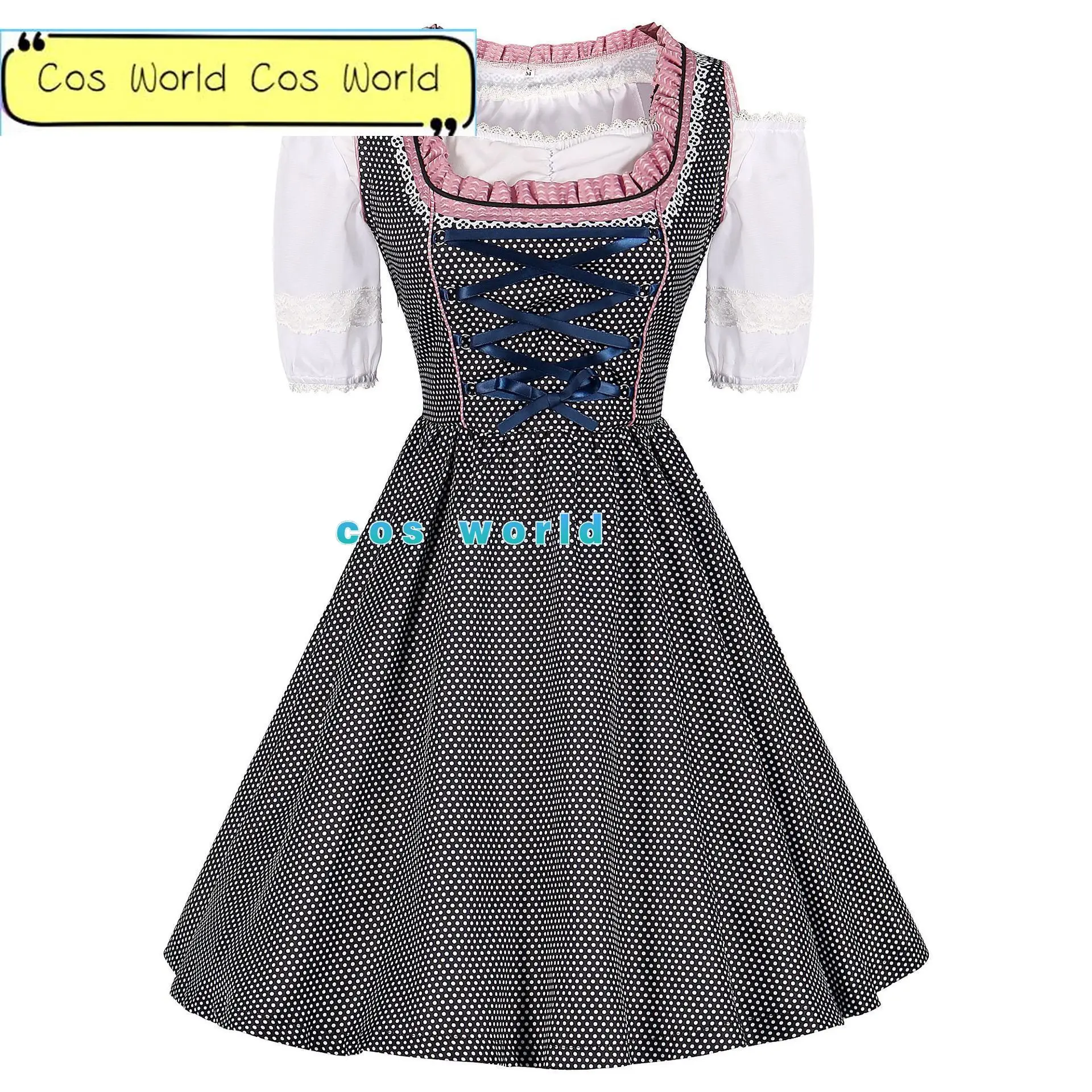 Costume da donna tedesco Oktoberfest tradizionale Festival della birra bavarese birra ragazza vestito rosa costumi di Halloween con spalle scoperte