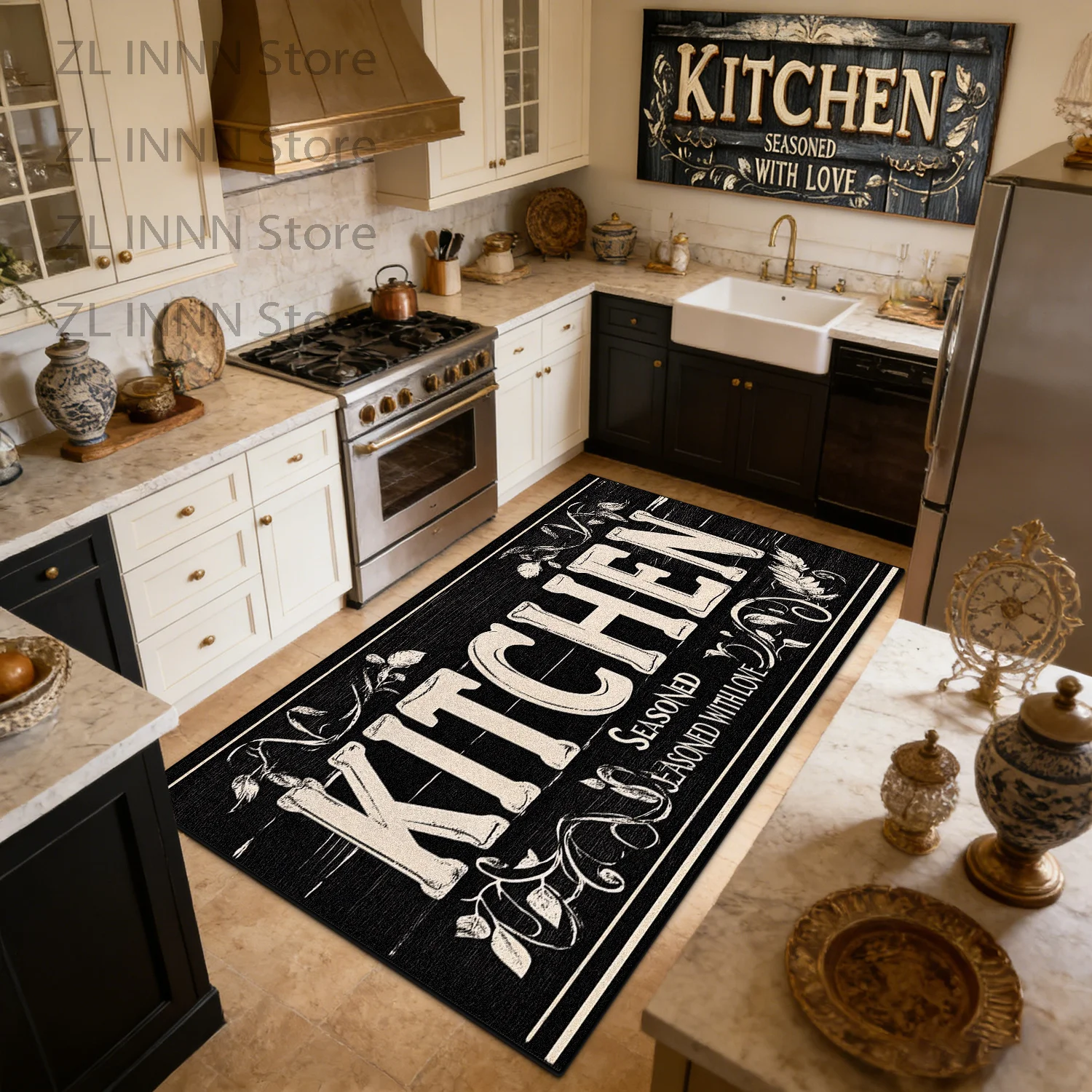 

Длинный коврик-дорожка в американском винтажном стиле с эффектом меловой доски для кухни, столовой, кофейного столика, нескользящий, для дома, для прихожей