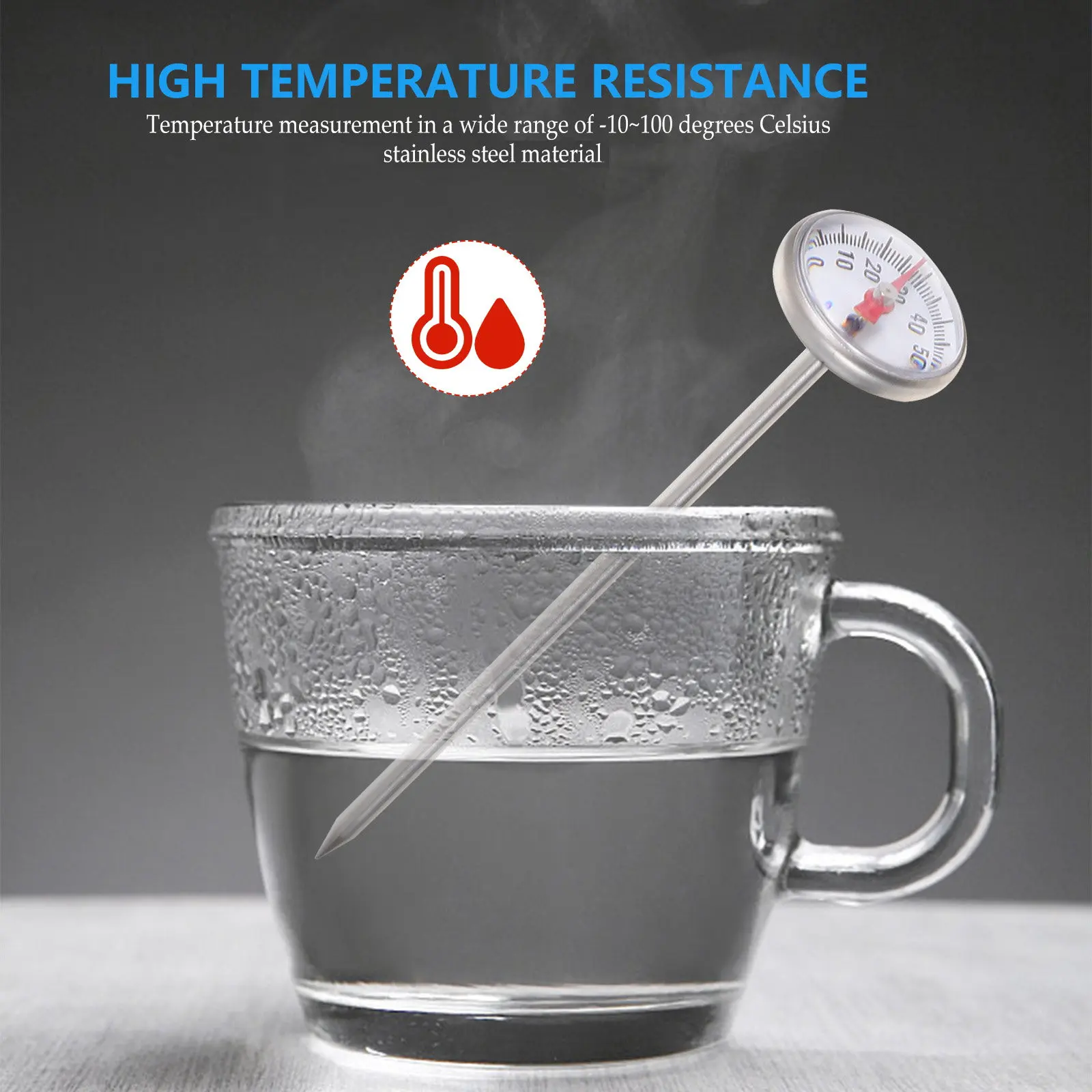 

Термометр для молока и продуктов, сондовый, из нержавеющей стали, водонепроницаемый, кухонный, мгновенное считывание, точный измеритель температуры