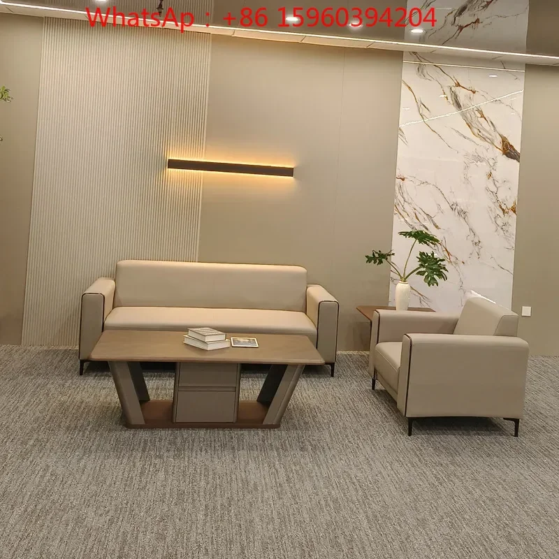 Modern simple office reception sofa tea table combination reception meeting negotiation simple modern three-person office sofa