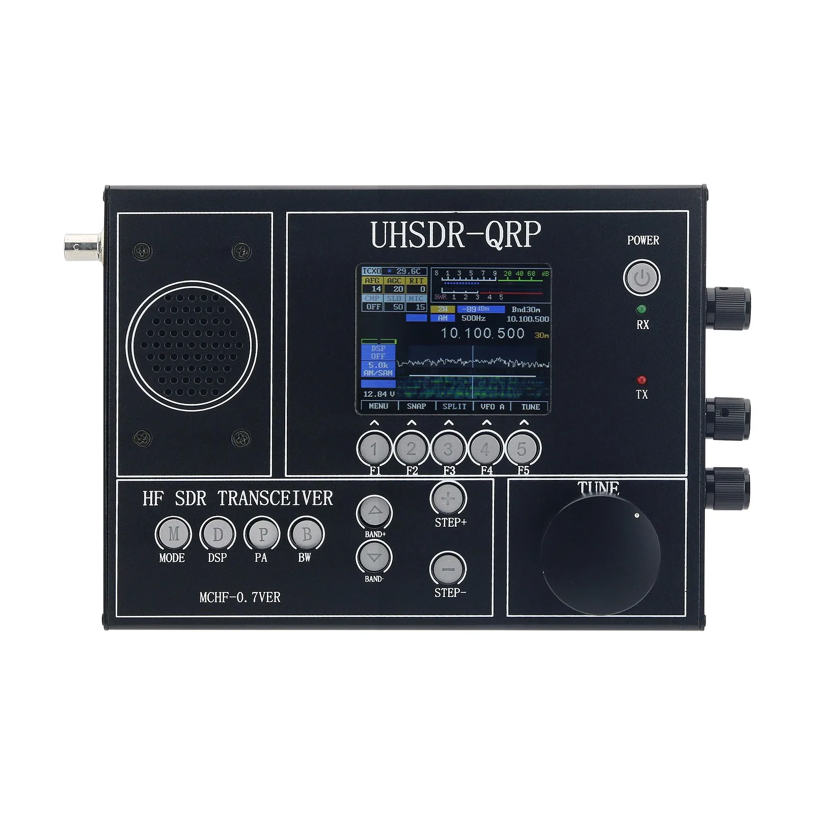 HamGeek UHSDR-QRP V0.7 1.8-30Mhz McHF Transceiver HF SDR Transceiver CW SSB AM FM Radio Black
