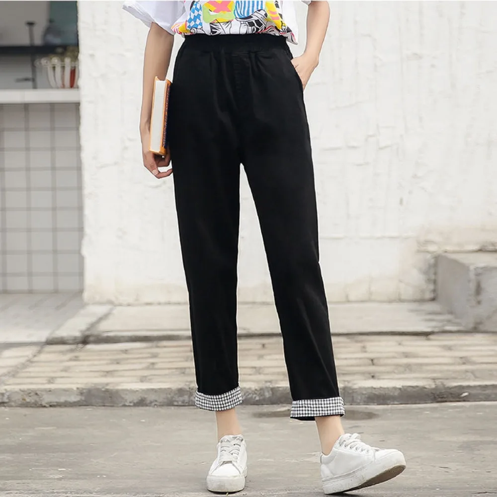 Hosen Weibliche 2025, Neue Sommer Hohe Taille Harem Hosen Frauen Gerade Neun Punkte Casual Hosen dünne abschnitt Student Hosen y2k