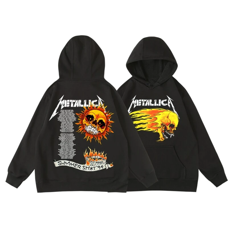 Sudadera con capucha con estampado de Metallica, estilo retro, para hombres y mujeres, para otoño e invierno