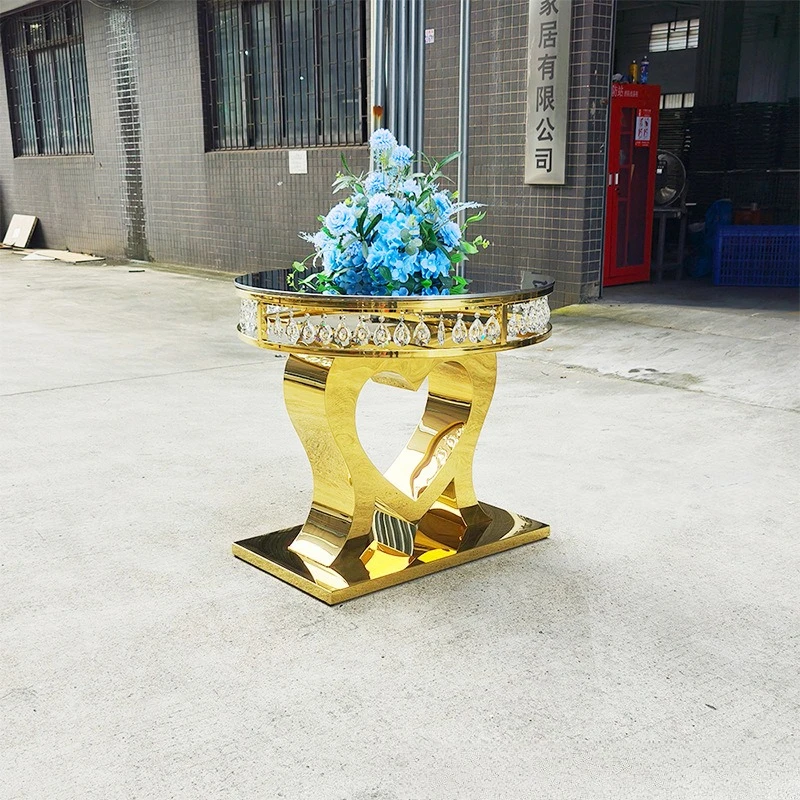 Customized Stainless Steel Creative Double Crystal Cake Table Display Stand Hotel Banquet Household Dining Table and Chairs