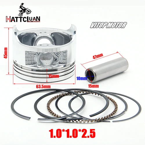 Imagen 2 del producto Se adapta a Honda ATC 200 XL200 ATC200 LONCIN 200 CB200 196CM3 200cc KBB Kit de montaje de pistón de motocicleta Pin de anillos de pistón