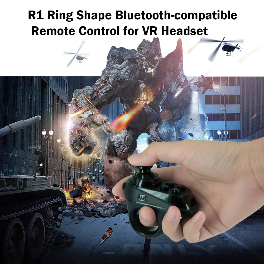 R1 Mini Ring Bluetooth4.0 Rechargeable Wireless VR Remote Game Controller Joystick Gamepad for Android iPhone Phone 3D Glasses