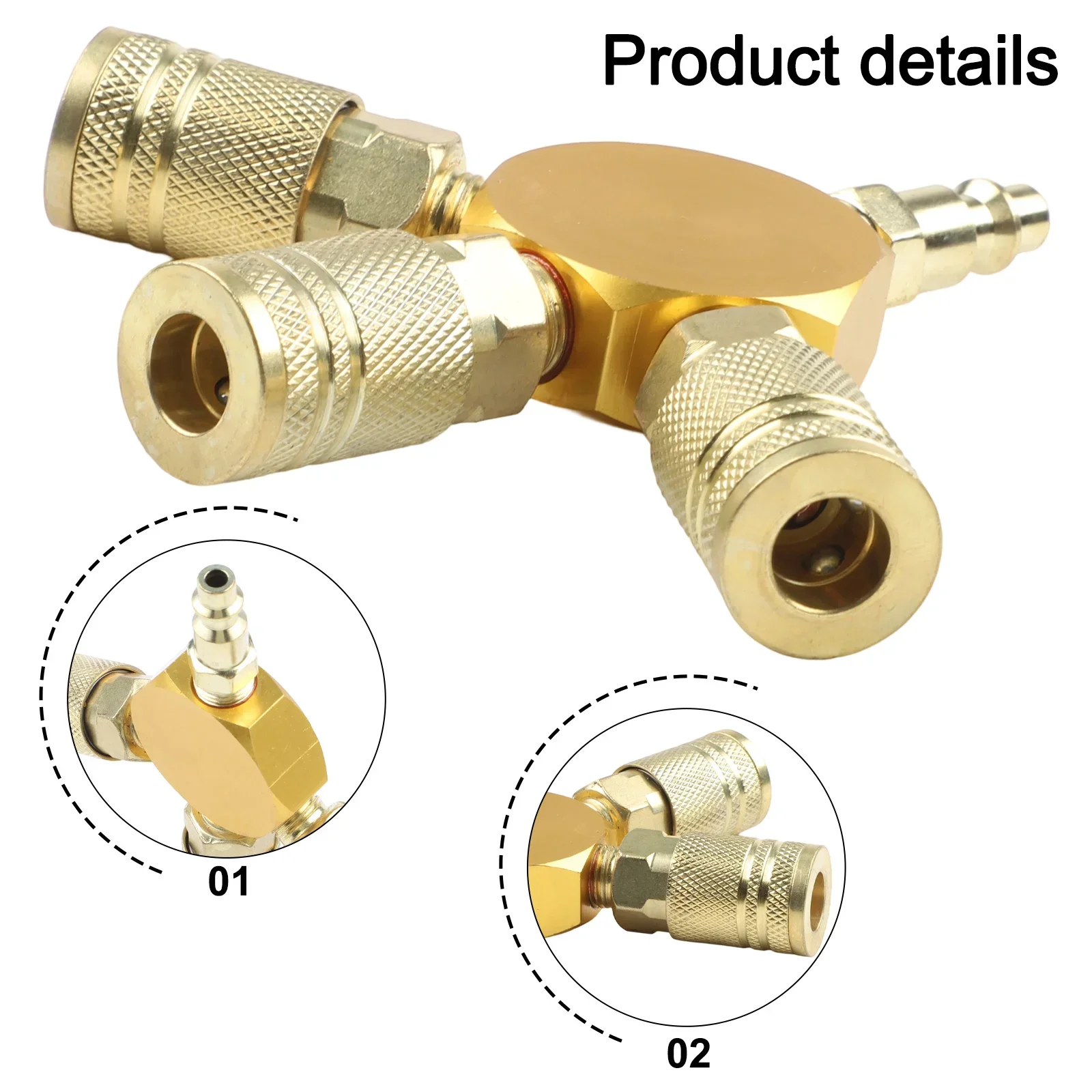 3 Way Quick Coupler 1/4 Inch NPT Connector for Air Hose and Pneumatic Tools Style Brass Manifold with 6 Ball Couplers