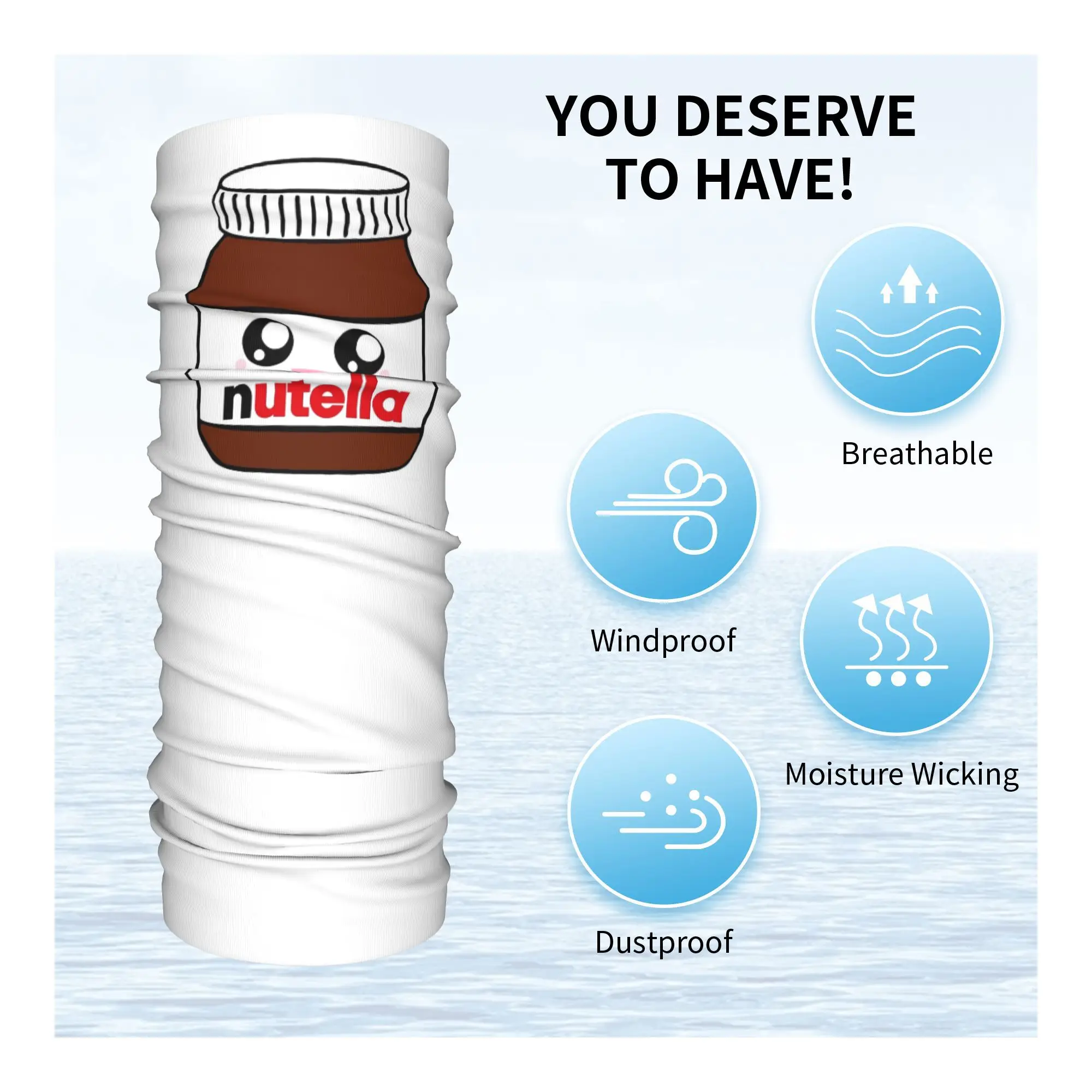 Nutella Bandana Neck Gaiter Printed Mask Scarf Multifunction Headwear Running For Men Women Adult Breathable