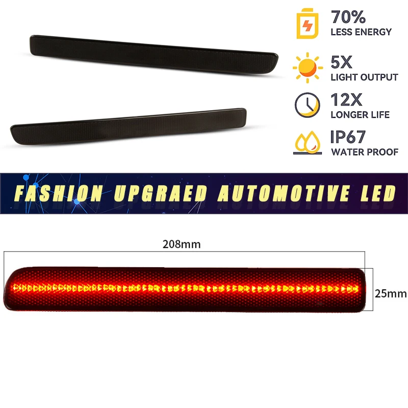 2 قطعة LED المصد الخلفي عاكس أضواء الذيل مصابيح الفرامل لاند روفر رينج روفر سبورت L320 ديسكفري LR3 LR4 اكسسوارات السيارات #5