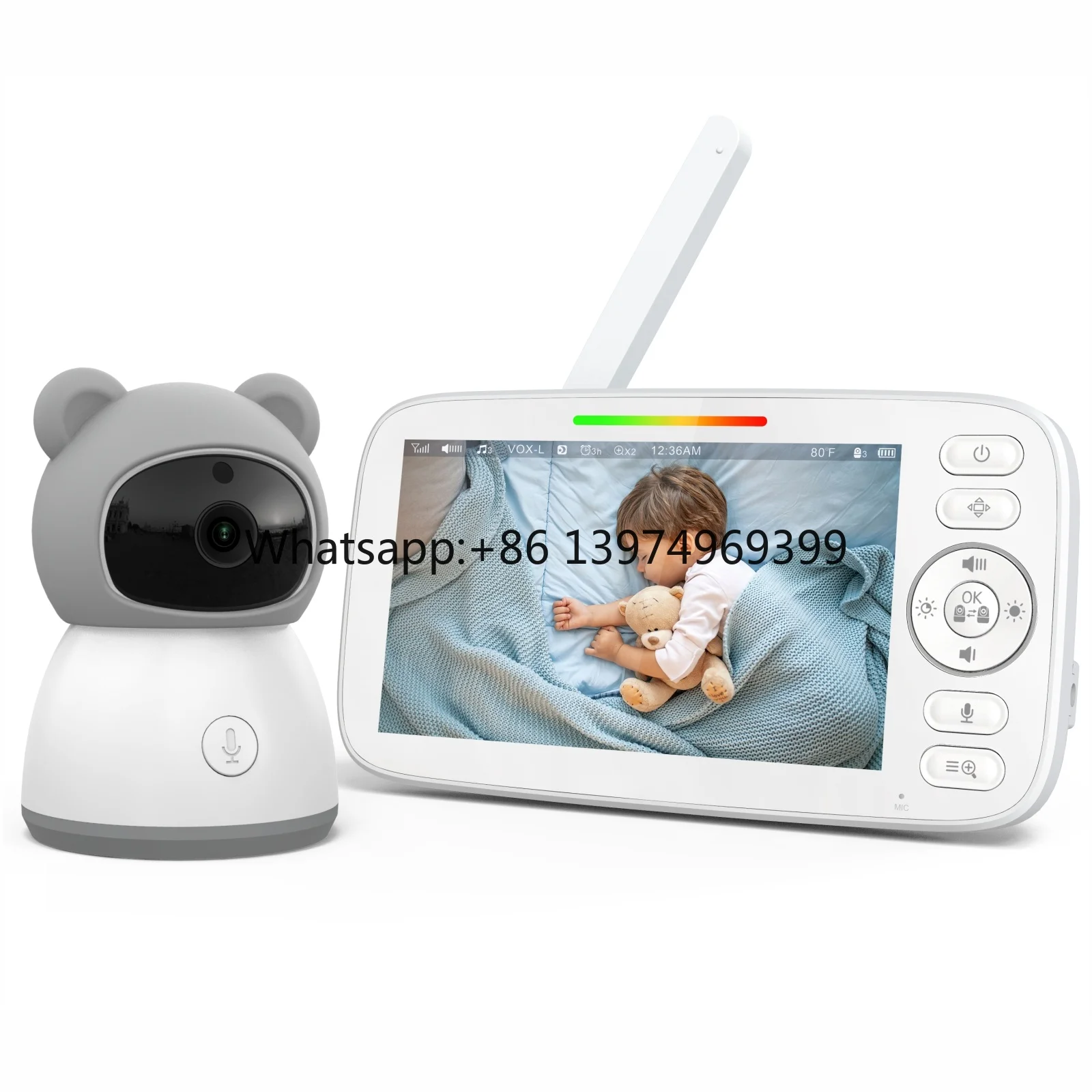 Factory New 5.0 Inch Baby Monitor 360 Degree Rotatable Camera 1280x720P HD Screen Night Vision for Two-Way Audio IP65