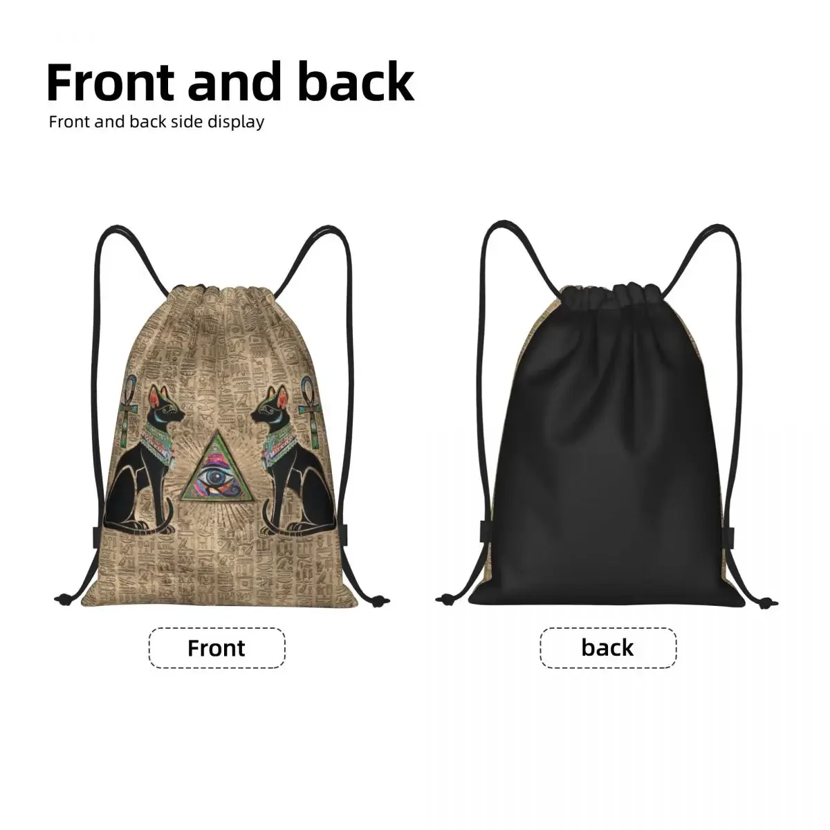 Egyptian Cats And Eye Of Horus Drawstring Backpack Sports Gym Bag for Women Men Ancient Egypt Training Sackpack