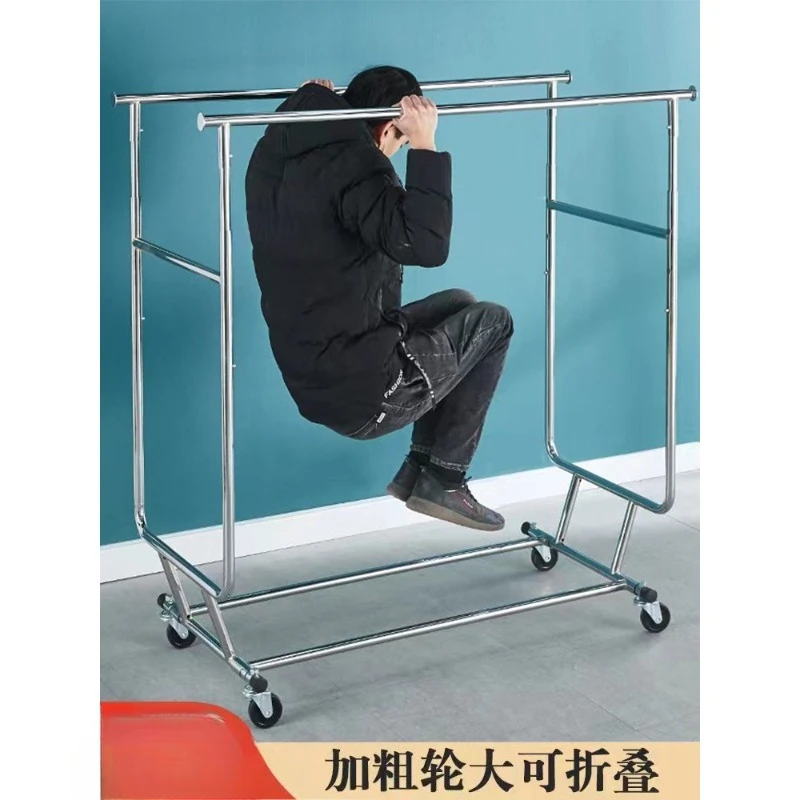 Folding parallel bar moving pulley bold and thickened floor telescopic lifting drying rack