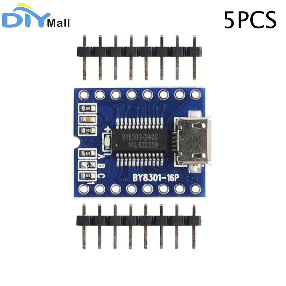 5PCS BY8301-16P SSOP2 Aduio Serial Voice SPI Flash Module 3W Amplifier Micro USB Tool Parts for Wholesale Dropshipping Customize