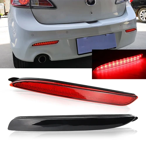 Luces de freno traseras reflectoras LED para coche para Mazda 3 2010 2011 2012 2013 2014 2015 accesorios de lámpara antiniebla de advertencia de parachoques trasero 2 uds