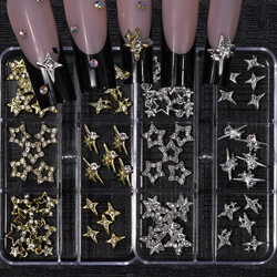 30Pcs Luxury Diamond Star 3D Nail Charms Sparkly Alloy Metal Star/Pentagram Nail Art Decoration 10mm Gold/Silver Star Nail Parts