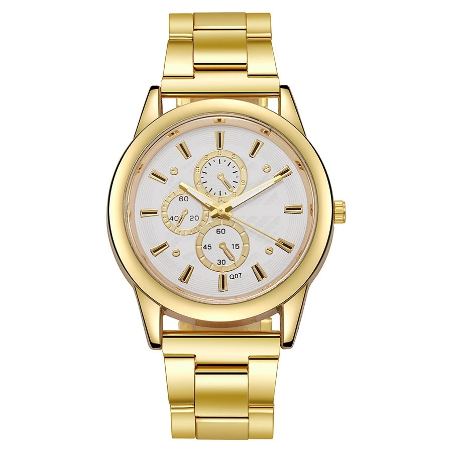 새로운 브랜드 3 눈 골드 캐주얼 쿼츠 시계 남자 스테인레스 스틸 드레스 손목 시계 Reloj Hombre 남자 시계 Masculino Montre