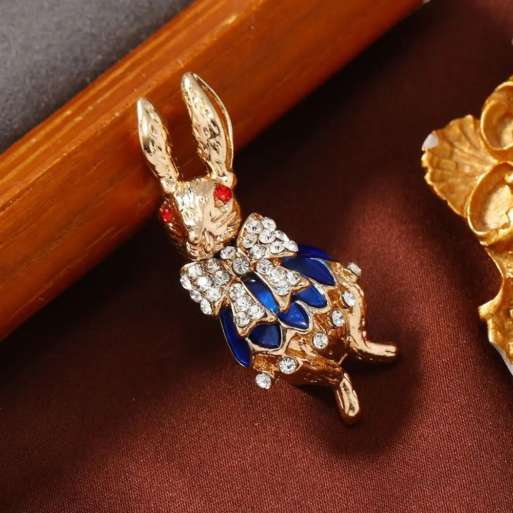 Fashion Korean Style Easter Rabbit Brooches Alloy Jewelry Accessories Dripping Oil Brooch Badge Bag Buckle Cute Animal Pin Girls